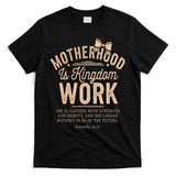 Motherhood Is Kingdom Work Coquette Bow Christian Mom T-Shirt