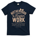 Motherhood Is Kingdom Work Coquette Bow Christian Mom T-Shirt
