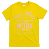 Motherhood Is Kingdom Work Coquette Bow Christian Mom T-Shirt