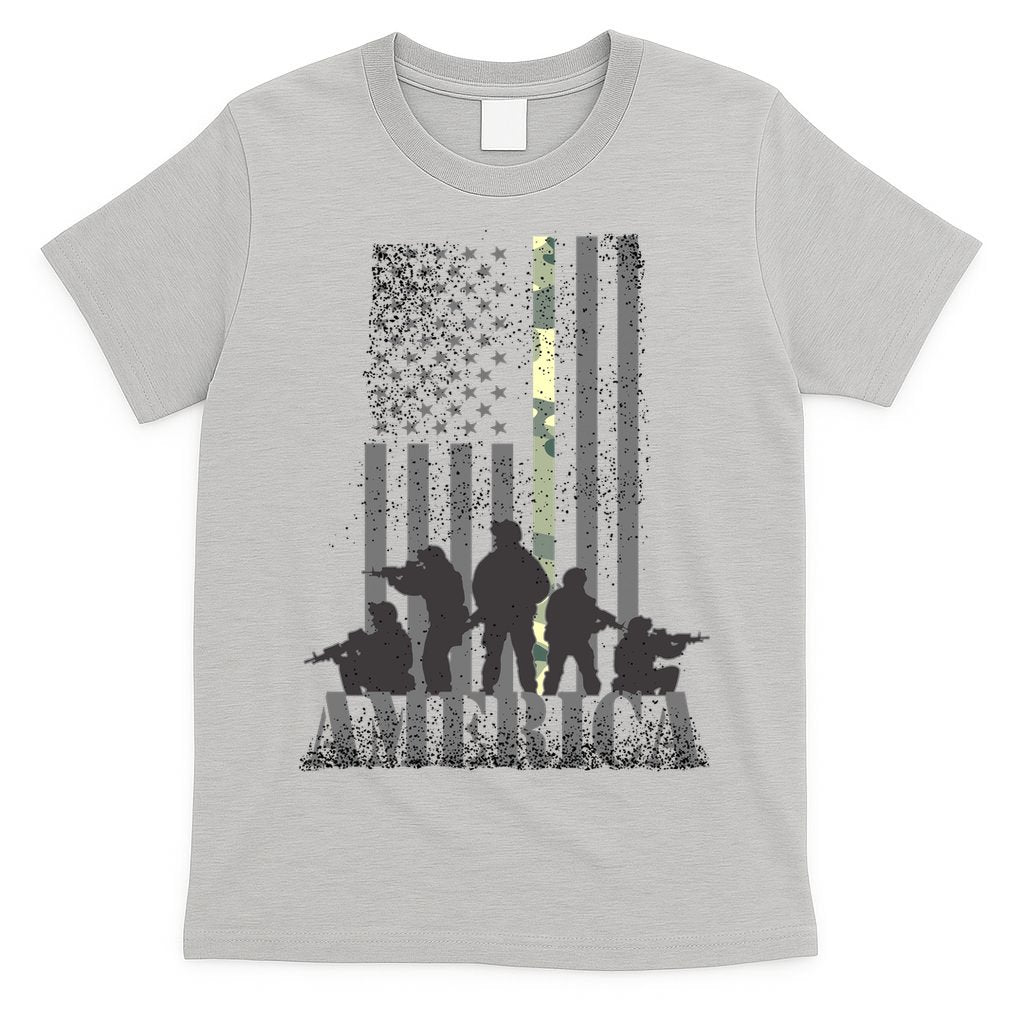 Military American Veteran Flag USA  T-Shirt