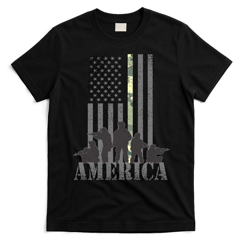 Military American Veteran Flag USA  T-Shirt
