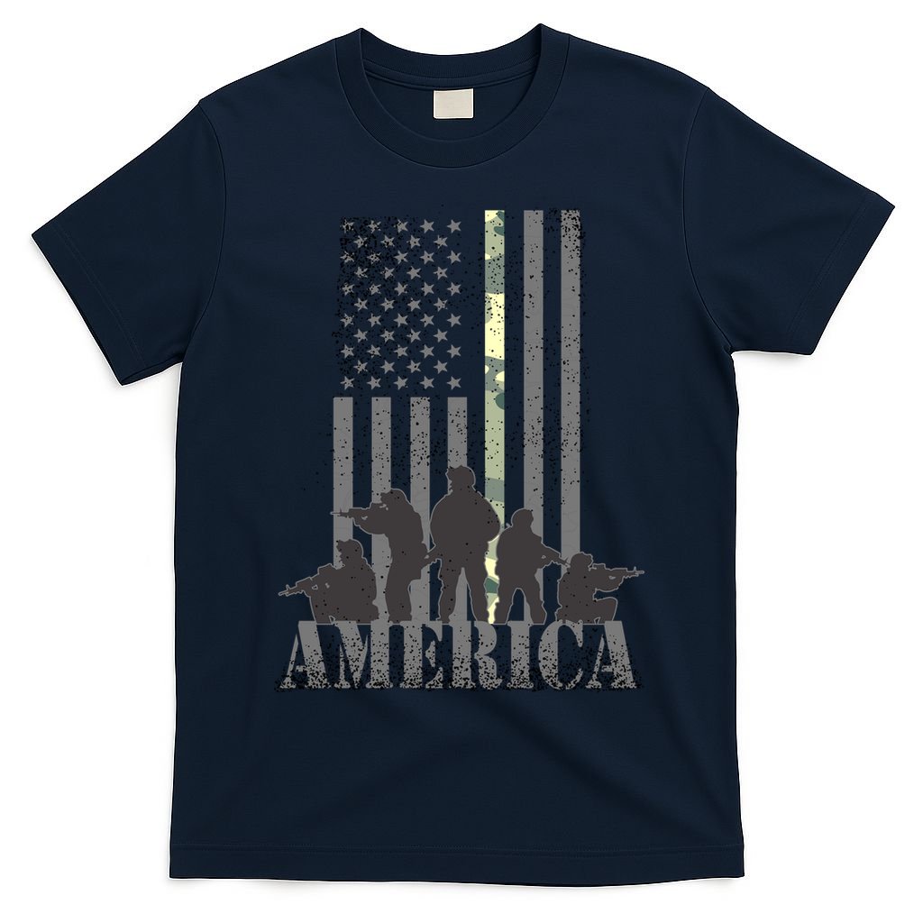 Military American Veteran Flag USA  T-Shirt