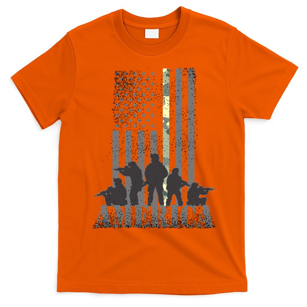 Military American Veteran Flag USA  T-Shirt