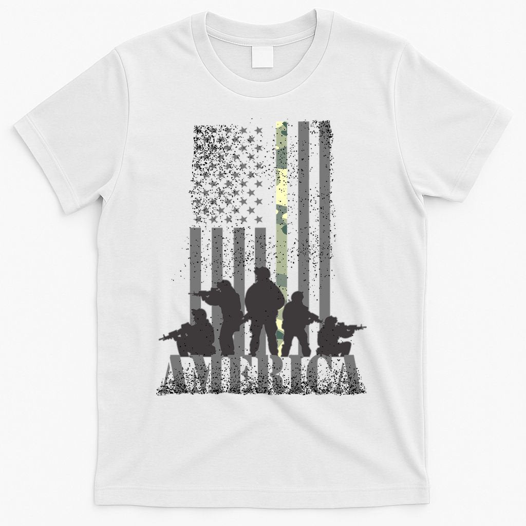 Military American Veteran Flag USA  T-Shirt