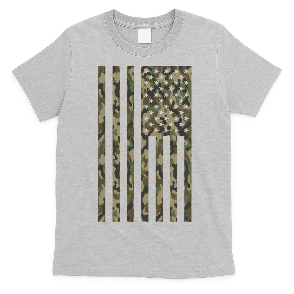 Military Camouflage USA American Flag T-Shirt