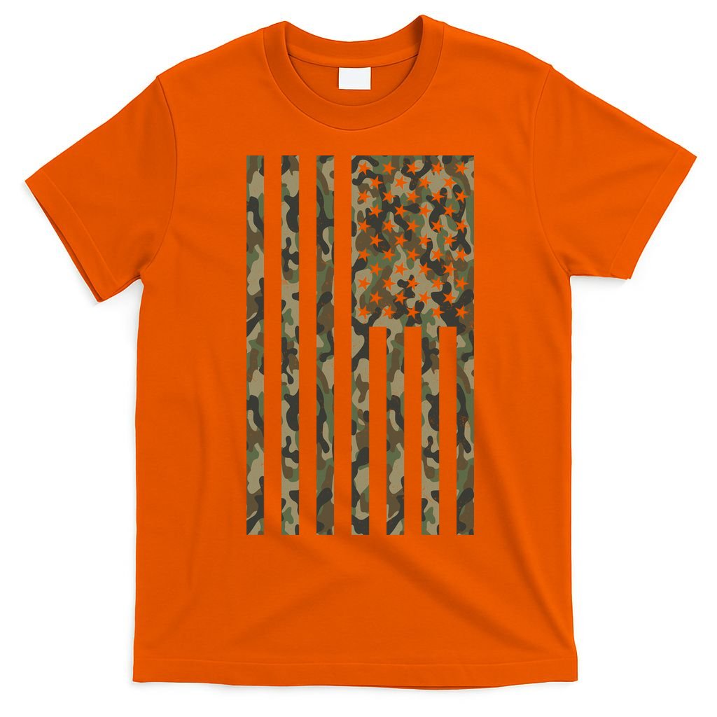 Military Camouflage USA American Flag T-Shirt