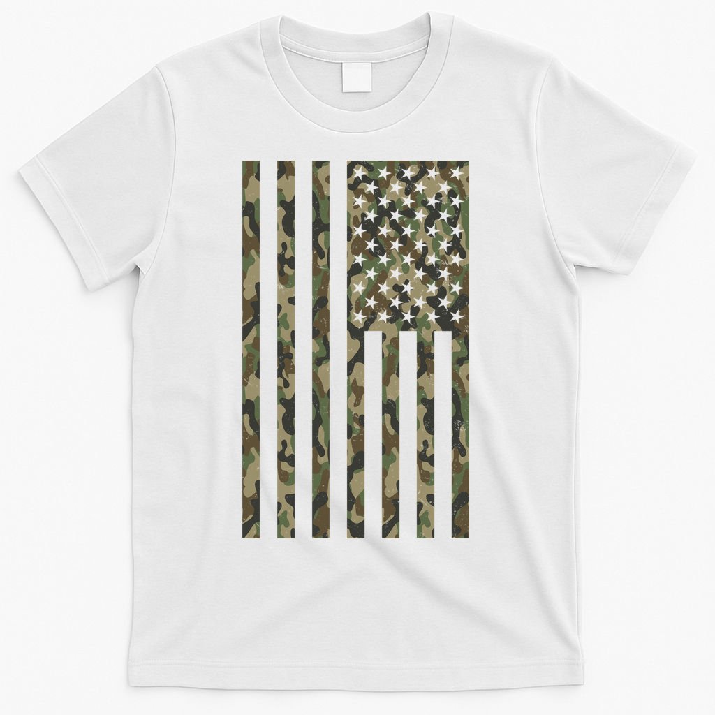 Military Camouflage USA American Flag T-Shirt