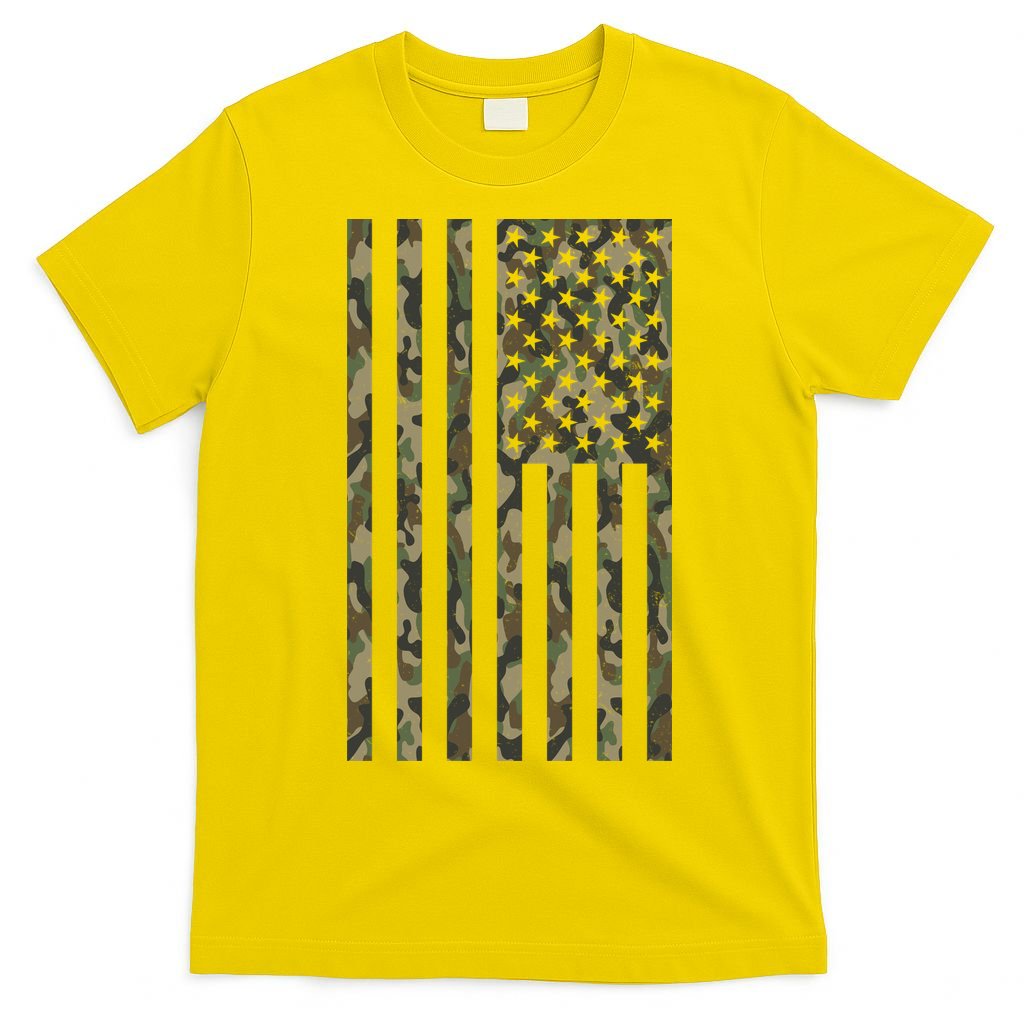 Military Camouflage USA American Flag T-Shirt