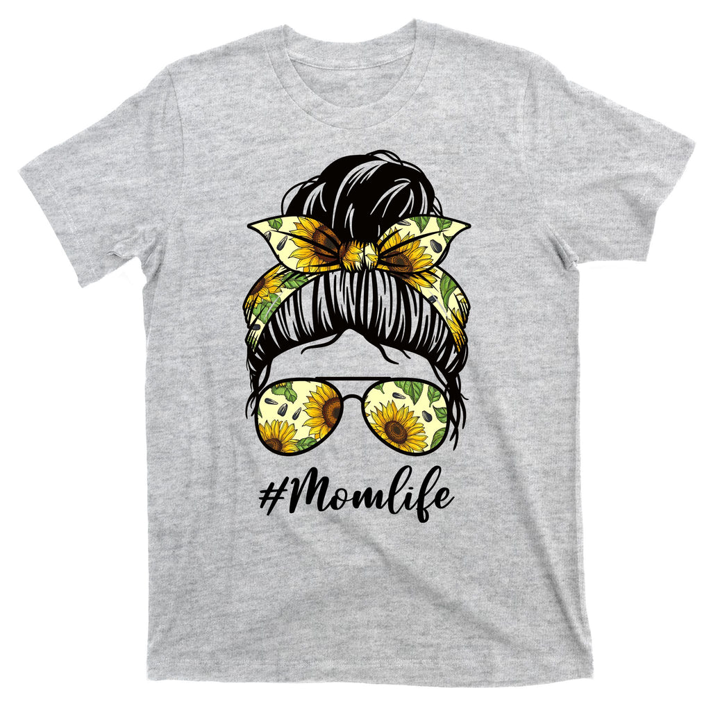 Mom Life Hair Bun Sunflower Cute Gift T-Shirt