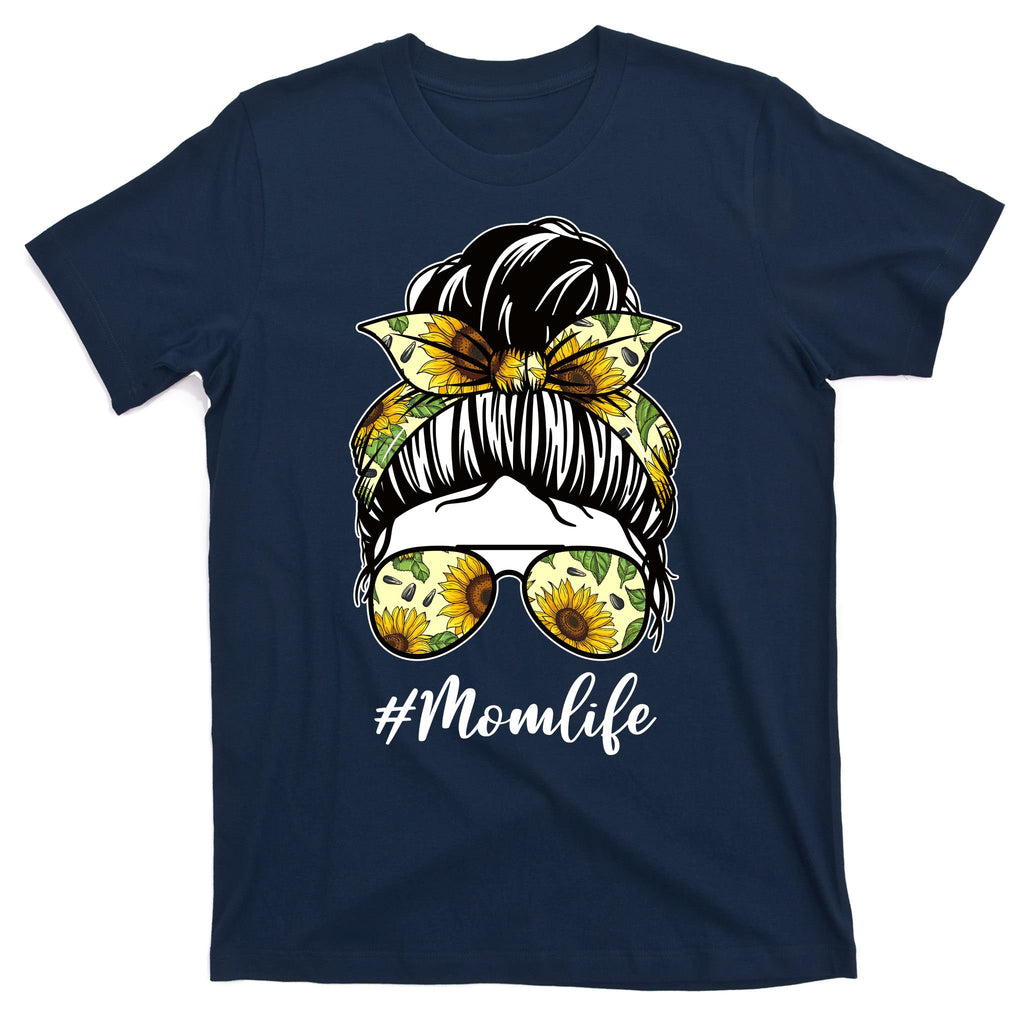 Mom Life Hair Bun Sunflower Cute Gift T-Shirt