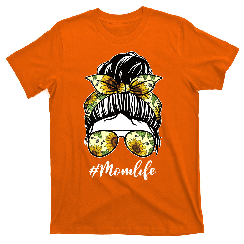 Mom Life Hair Bun Sunflower Cute Gift T-Shirt