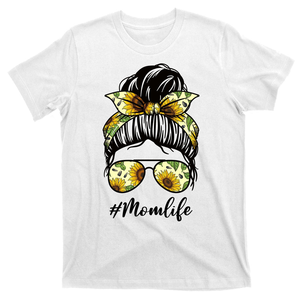 Mom Life Hair Bun Sunflower Cute Gift T-Shirt