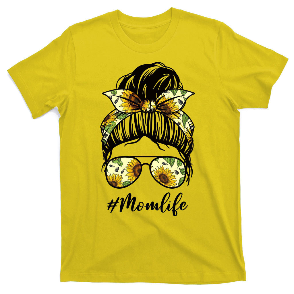 Mom Life Hair Bun Sunflower Cute Gift T-Shirt