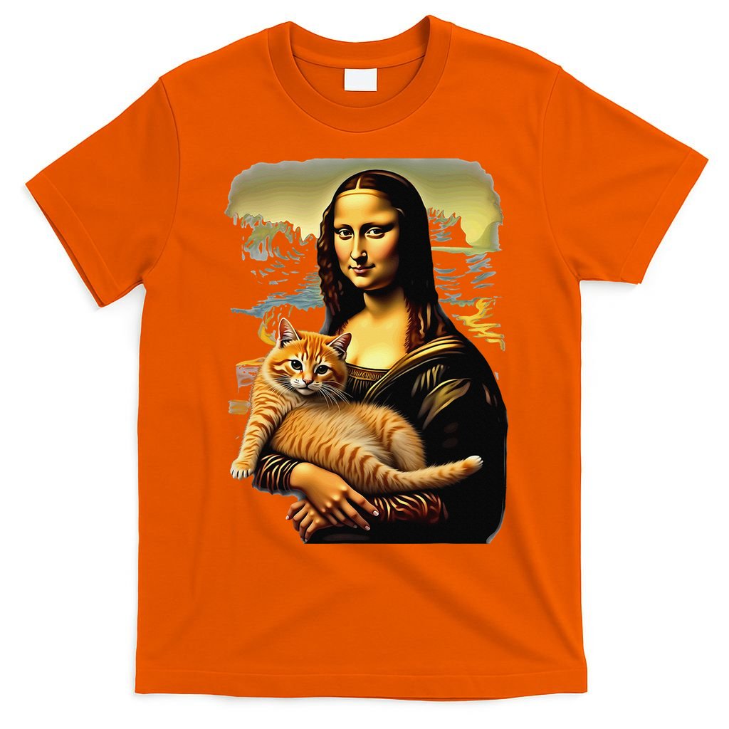 Mona Lisa Hugging Cat T-Shirt