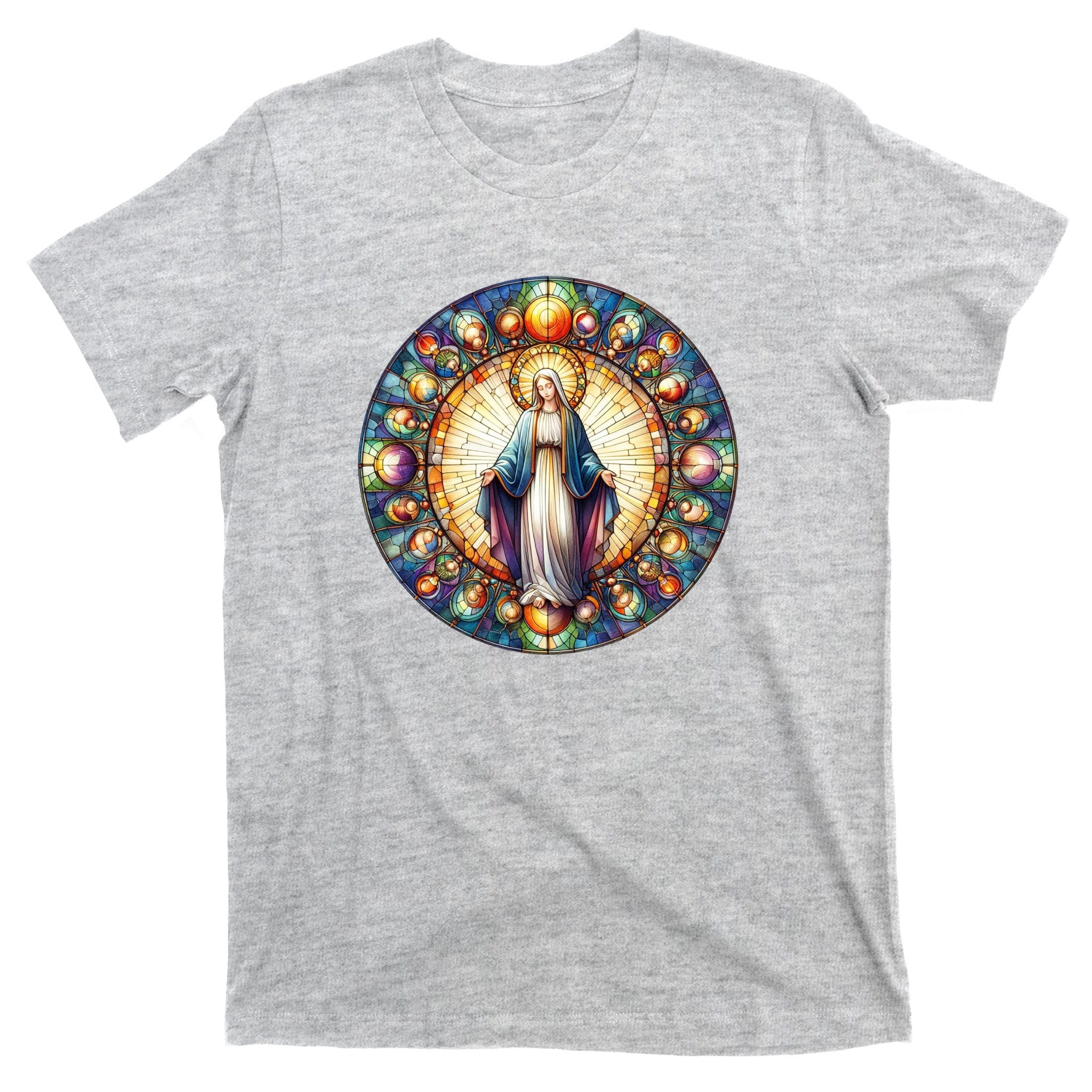 Mother Mary Stained Glass Collection: Mother Of God Jesus Christ Catholic T-Shirt