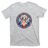 Mother Mary Stained Glass Collection: Heart God Jesus Christ Cross Catholic T-Shirt