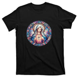 Mother Mary Stained Glass Collection: Heart God Jesus Christ Cross Catholic T-Shirt