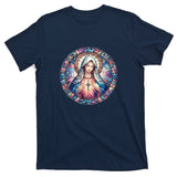 Mother Mary Stained Glass Collection: Heart God Jesus Christ Cross Catholic T-Shirt