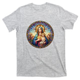 Mother Mary Stained Glass Collection: Sacred Heart Of Mary And Jesus T-Shirt