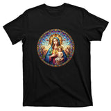 Mother Mary Stained Glass Collection: Sacred Heart Of Mary And Jesus T-Shirt