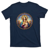 Mother Mary Stained Glass Collection: Sacred Heart Of Mary And Jesus T-Shirt