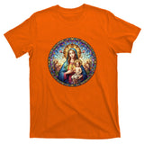 Mother Mary Stained Glass Collection: Sacred Heart Of Mary And Jesus T-Shirt