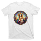 Mother Mary Stained Glass Collection: Sacred Heart Of Mary And Jesus T-Shirt