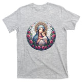 Mother Mary Stained Glass Collection: Roses Mary And Jesus Catholic Christian T-Shirt