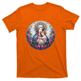 Mother Mary Stained Glass Collection: Roses Mary And Jesus Catholic Christian T-Shirt