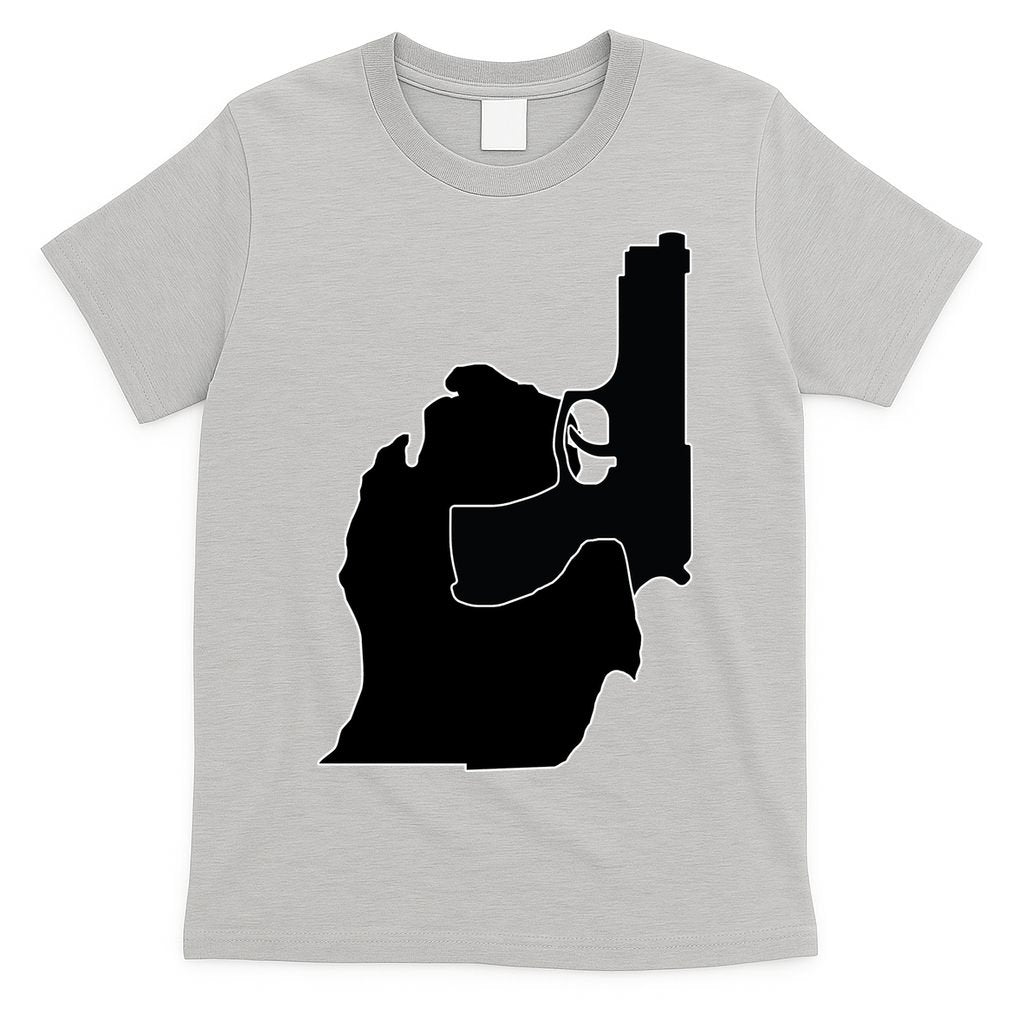 Michigan Mitten With Gun Design T-Shirt
