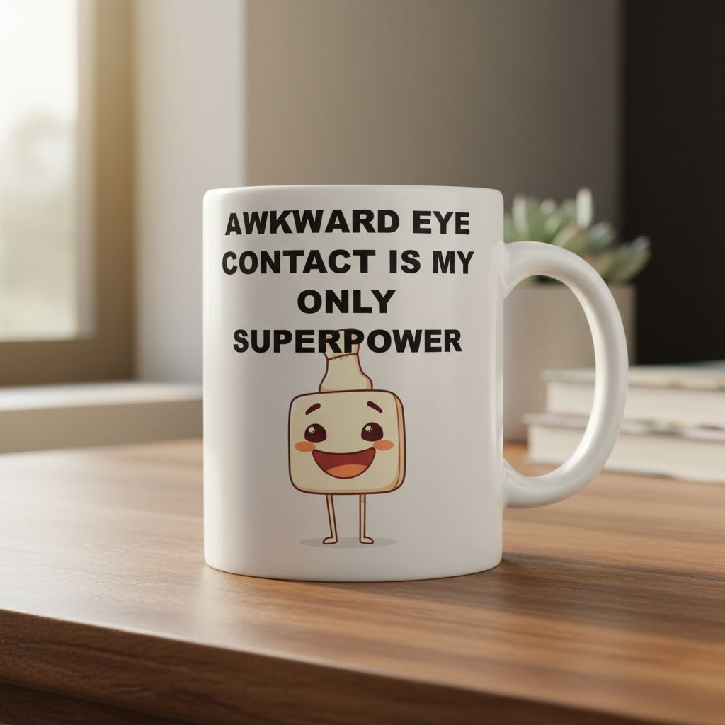 Funny Office Mug Blue Bloop Squad #5 Awkward Eye Contact Coffee Cup Introvert Gift for Coworker Cute Chaos Sock Hat Gamer Tech Mug