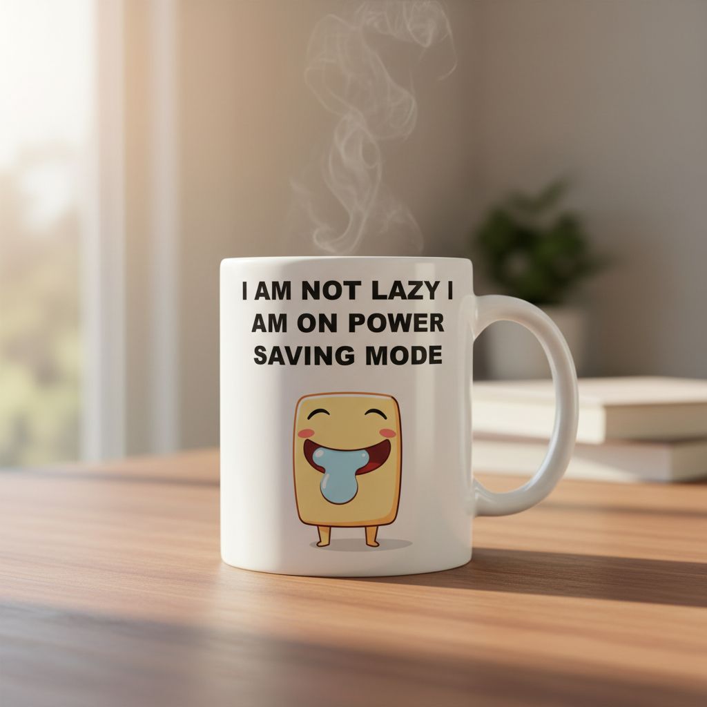 Funny Coffee Mug Power Saving Mode, Blue Bloop Squad #2 Sleepy Office Mug, Cute Introvert Gift, Tech Humor Cup, Dreamy Sky Blue Aesthetic