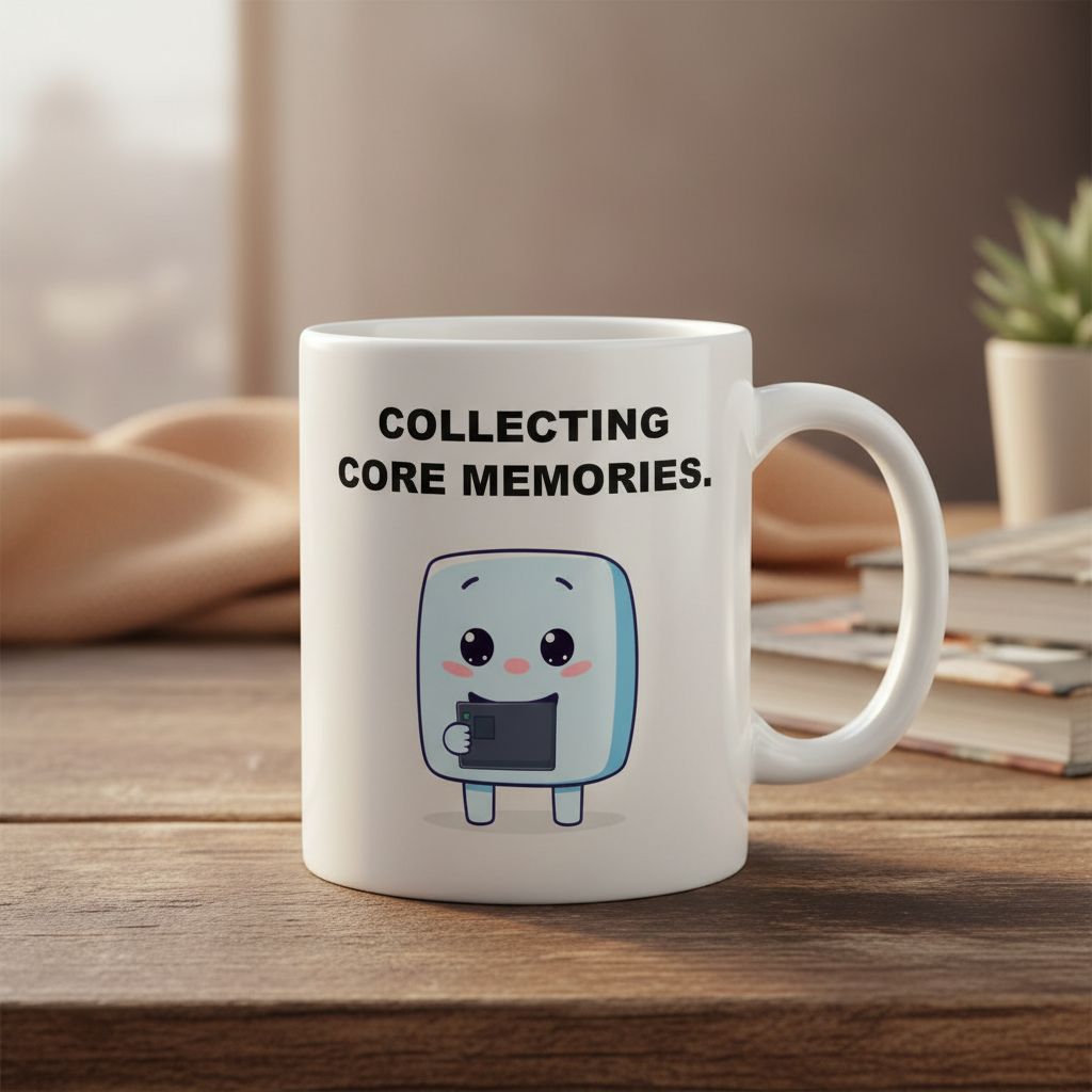 Collecting Core Memories Mug - Cute Sky Blue Character Polaroid Coffee Cup - Cozy Hobby Series #19 - Funny Aesthetic Photography Gift