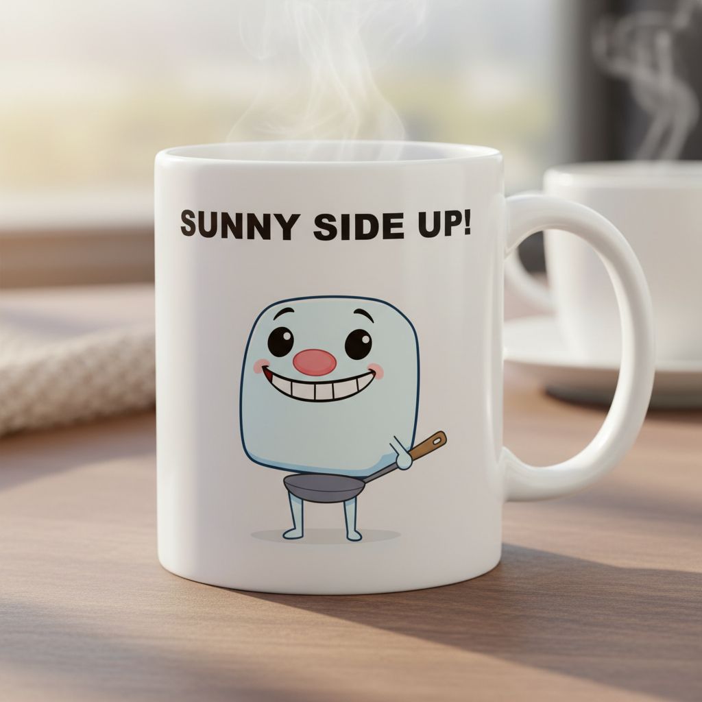 Funny Sky Blue Character Mug - Sunny Side Up Frying Pan Coffee Cup - Cute Breakfast Mug - Hobby Series #10 Kitchen Gift