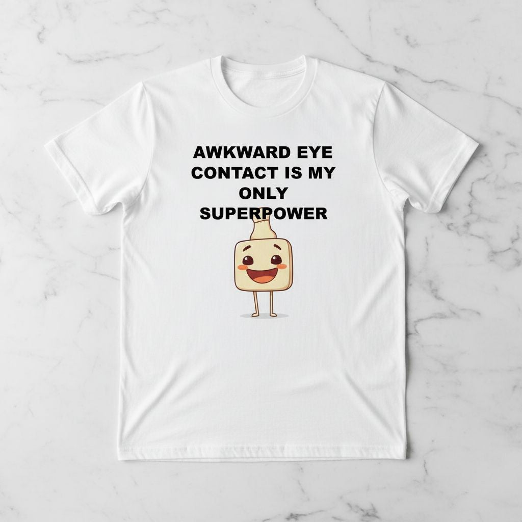 Funny Introvert T-Shirt Blue Bloop Squad #5 Awkward Eye Contact Graphic Tee Cute Chaos Sock Hat Shirt Gift for Gamers Office Humor
