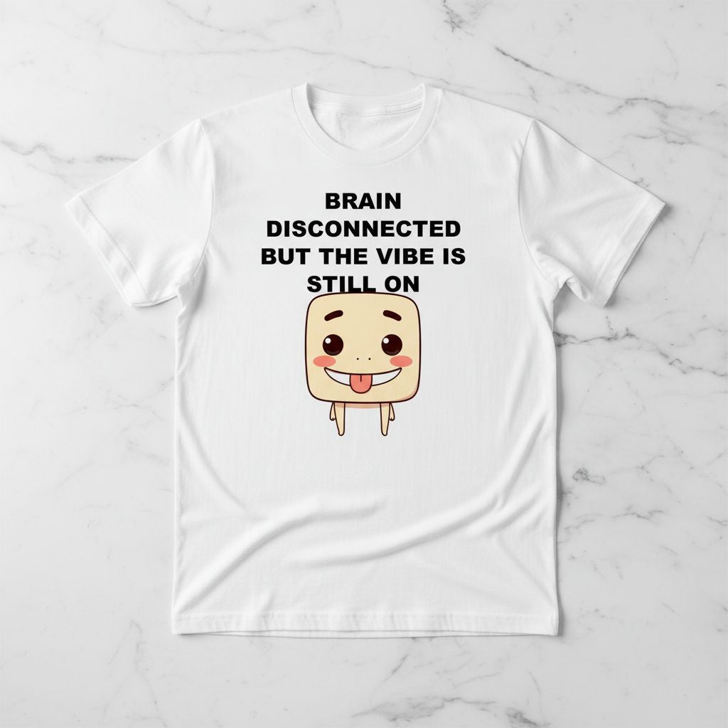 Funny Work T-Shirt Blue Bloop Squad Forgetful Character Cute Office Humor Tee Introvert Gift Brain Disconnected Vibe On Sky Blue Shirt