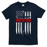 Man Of God Husband Dad Grandpa USA United States Flag Dad Father's Day T-Shirt