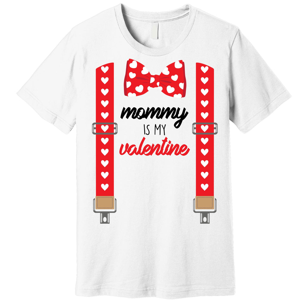 Mommy Is My Valentine Cute Bow Tie Suspenders Premium T-Shirt