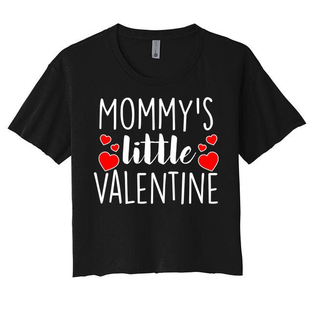 Mommy's Little Valentine Hearts Love Women's Crop Top Tee