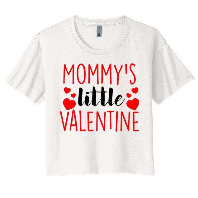 Mommy's Little Valentine Hearts Love Women's Crop Top Tee