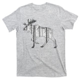 Moose Forest Silhouette Grey Style T-Shirt