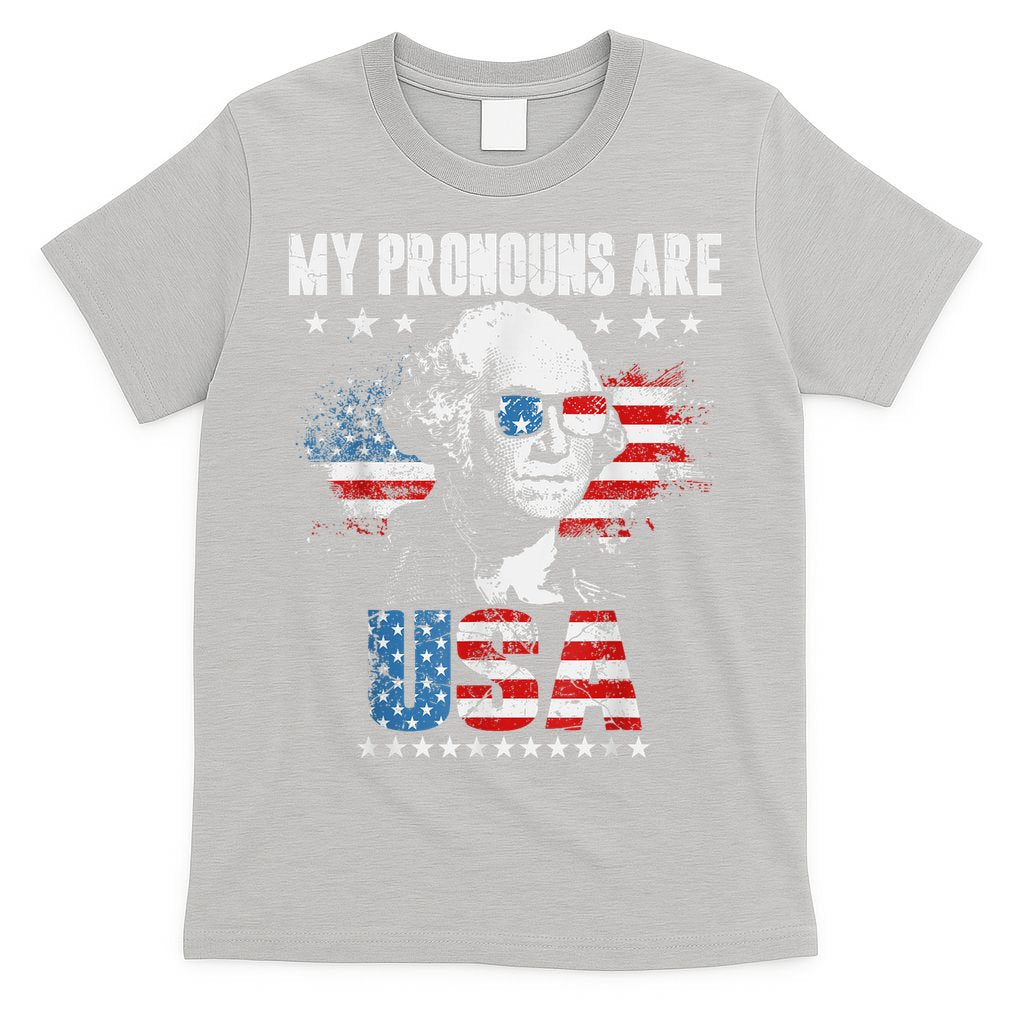 My Pronouns Are USA George Washington 4th Of July US American Flag T-Shirt