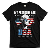My Pronouns Are USA George Washington 4th Of July US American Flag T-Shirt