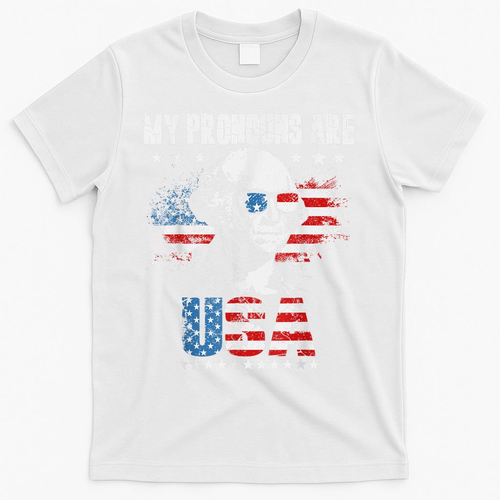 My Pronouns Are USA George Washington 4th Of July US American Flag T-Shirt