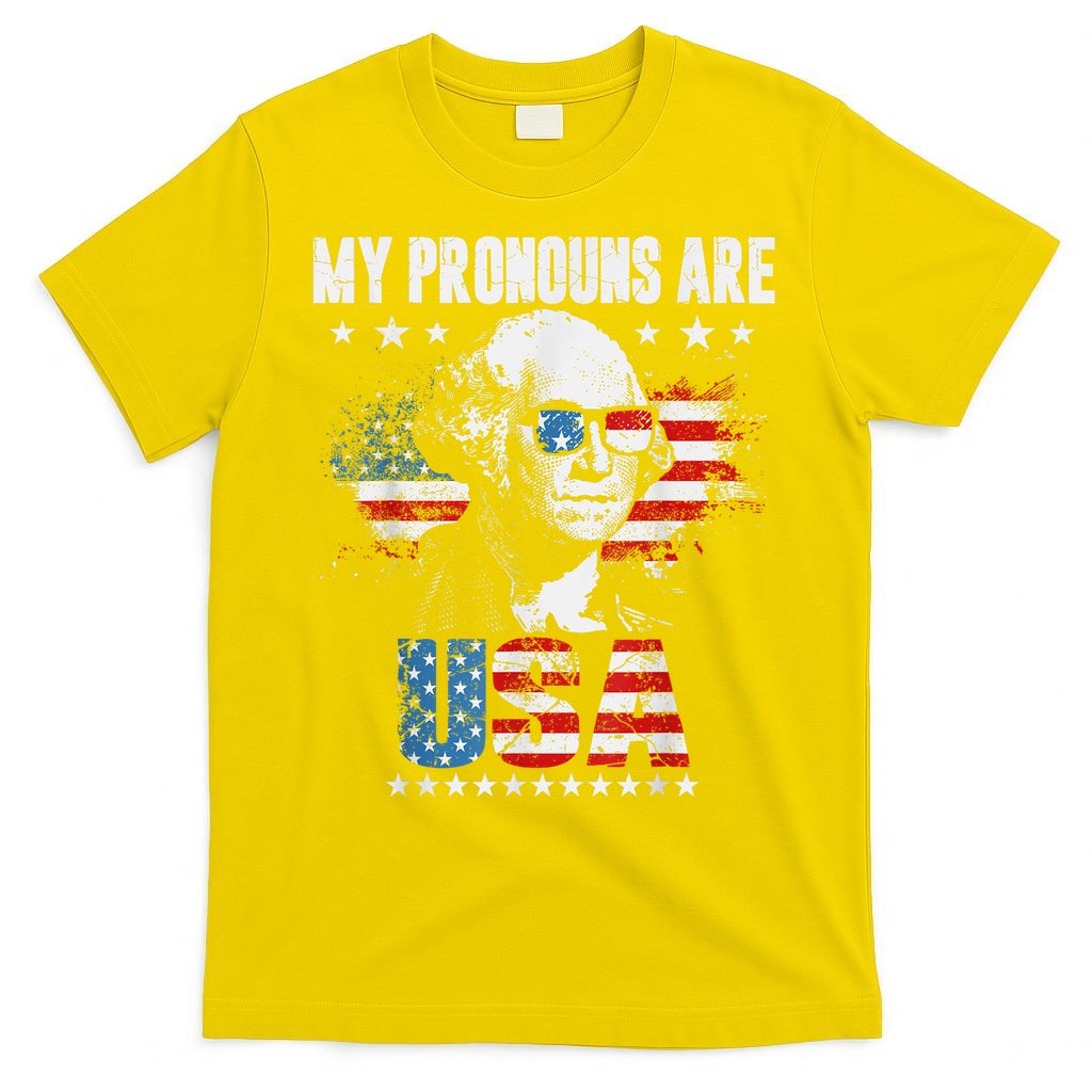 My Pronouns Are USA George Washington 4th Of July US American Flag T-Shirt