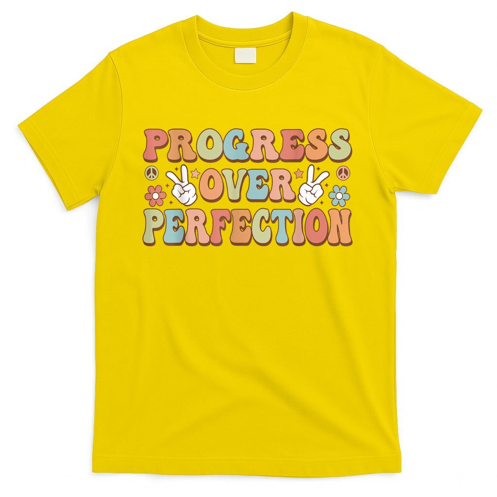 Motivational Progress Over Perfection Back To School Teacher T-Shirt