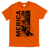 Merica Patriotic Pro Gun USA Liberty Lady 4th Of July Gun T-Shirt