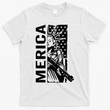 Merica Patriotic Pro Gun USA Liberty Lady 4th Of July Gun T-Shirt