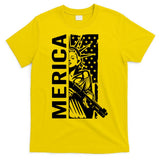 Merica Patriotic Pro Gun USA Liberty Lady 4th Of July Gun T-Shirt