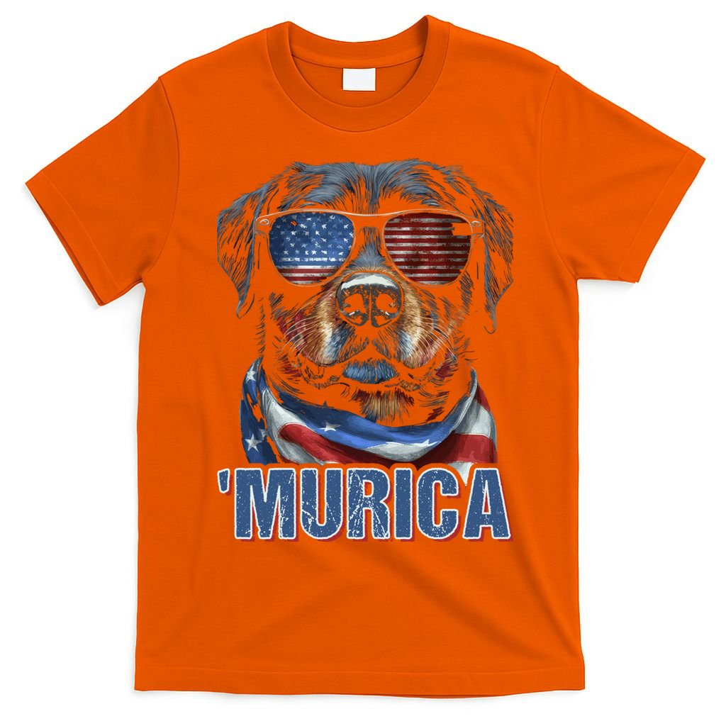 Murica Patriotic Rottweiler 4th Of July Dog T-Shirt